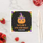 ハロウィーンカボチャ誕生日ブラックアンドオレンジナプキン スタンダードカクテルナプキン (インサイチュ)