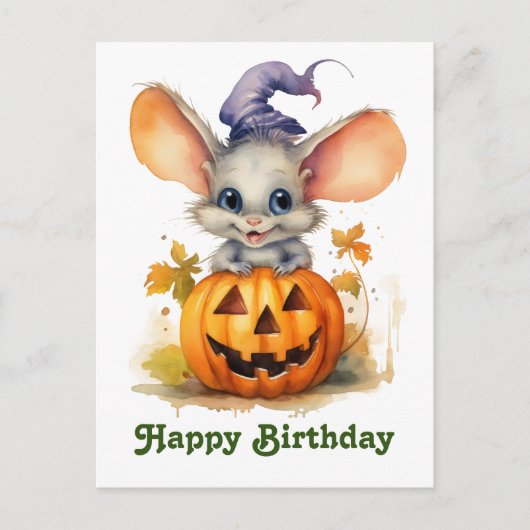 ハロウィーンカボチャ誕生日マウス ポストカード (正面)
