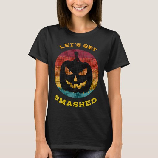 ハロウィーンカボチャ頭を飲んで粉砕しよう Tシャツ (正面)