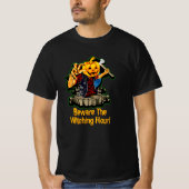 ハロウィーンカボチャ頭ゾンビ斧キラー – 注意! Tシャツ (正面)