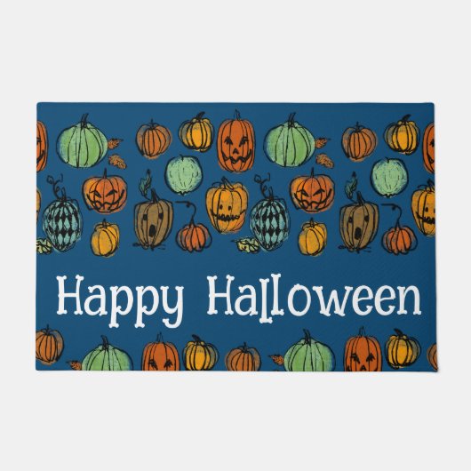 ハロウィーンカボチャ頭扉マット ドアマット (正面)