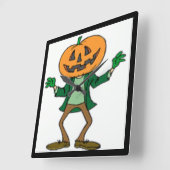 ハロウィーンカボチャ頭 スクエア壁時計 (傾斜)