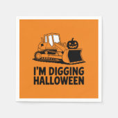 ハロウィーンカボチャ顔トラクターキッズを掘る スタンダードカクテルナプキン (正面)