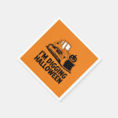 ハロウィーンカボチャ顔トラクターキッズを掘る スタンダードカクテルナプキン (角)