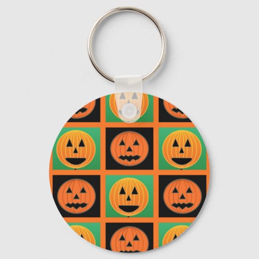 ハロウィーンカボチャ顔パターン キーホルダー (正面)