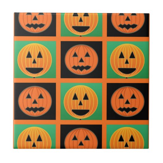 ハロウィーンカボチャ顔パターン タイル (正面)
