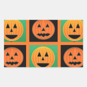 ハロウィーンカボチャ顔パターン 長方形シール (正面)