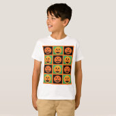 ハロウィーンカボチャ顔パターン Tシャツ (正面フル)