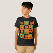 ハロウィーンカボチャ顔パターン Tシャツ (正面フル)