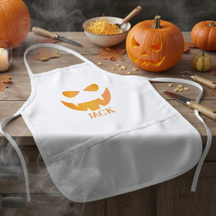 ハロウィーンカボチャ顔パーソナライズされたキッズエプロン 子供用エプロン