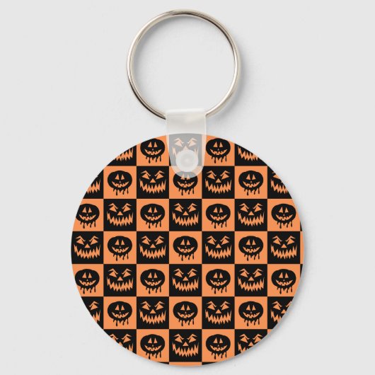 ハロウィーンカボチャ顔幽霊パタ不気味ーン キーホルダー (正面)
