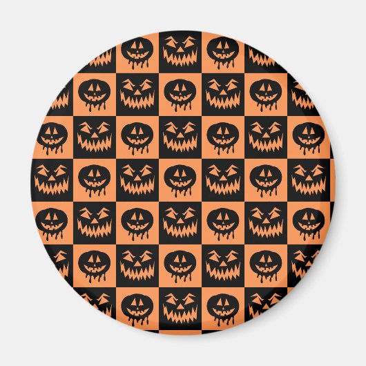 ハロウィーンカボチャ顔幽霊パタ不気味ーン マグネット (正面)