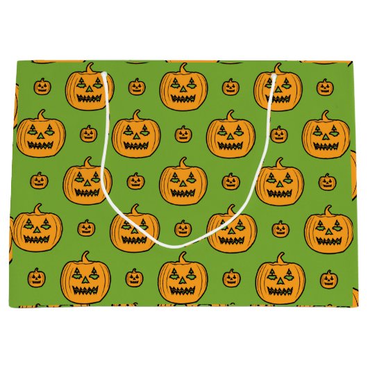 ハロウィーンカボチャ顔 ラージペーパーバッグ (正面)