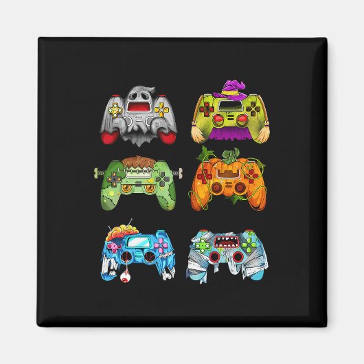 ハロウィーンカボチャ魔女ゲームコントローラゾンビ マグネット (正面)