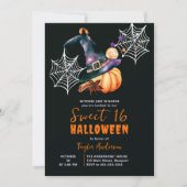 ハロウィーンカボチャ魔女ハット幽霊かわいい甘い16 招待状 (正面)