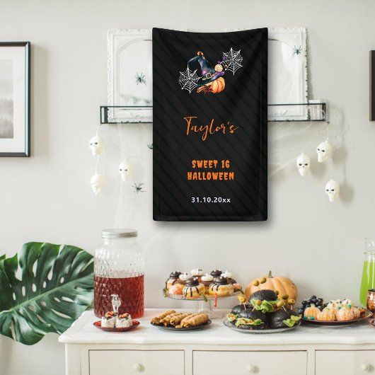 ハロウィーンカボチャ魔女ハット幽霊かわいい甘い16 横断幕