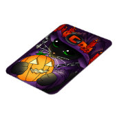 ハロウィーンカボチャ黒い魔女の猫マグネット マグネット (左側)