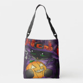 ハロウィーンカボチャ黒い魔女猫 クロスボディバッグ (裏面)