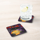 ハロウィーンカボチャ黒い魔女猫 コースター (右側)