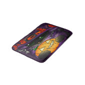 ハロウィーンカボチャ黒い魔女猫 バスマット (アングル)