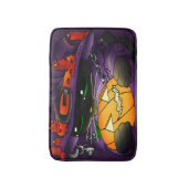 ハロウィーンカボチャ黒い魔女猫 バスマット (正面縦)