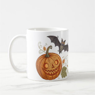 「ハロウィーンカボチャ&こうもりパターンマグ」 コーヒーマグカップ