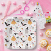 ハロウィーンカボチャ、こうもり、幽霊、クモとキャンディ ペーパープレート (パーティー)