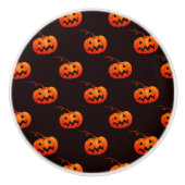 ハロウィーンカボチャ、オレンジカボチャのトリックまたはトリート セラミックノブ (正面)