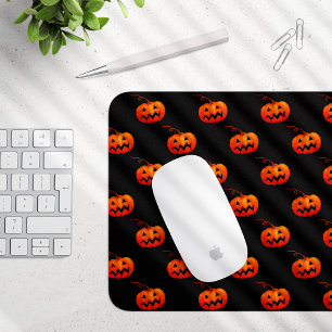 ハロウィーンカボチャ、オレンジカボチャのトリックまたはトリート マウスパッド
