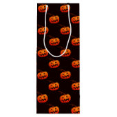ハロウィーンカボチャ、オレンジカボチャのトリックまたはトリート ワインギフトバッグ (裏面)