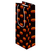ハロウィーンカボチャ、オレンジカボチャのトリックまたはトリート ワインギフトバッグ (正面アングル)