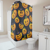 ハロウィーンカボチャ：ヴィンテージ魔女パターン シャワーカーテン (インサイチュ)