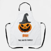 ハロウィーンカボチャ「BOO!」 – 名パーソナライズされた前 エプロン (正面)