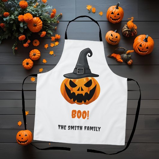 ハロウィーンカボチャ「BOO!」 – 名パーソナライズされた前 エプロン