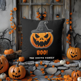 ハロウィーンカボチャ「BOO!」 – 名パーソナライズされた前 クッション