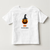 ハロウィーンカボチャ「BOO!」 – 名パーソナライズされた前 トドラーTシャツ (正面)
