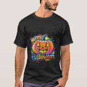 ハロウィーンカボチャTシャツハッピーハカラフルーゲン Tシャツ (正面)