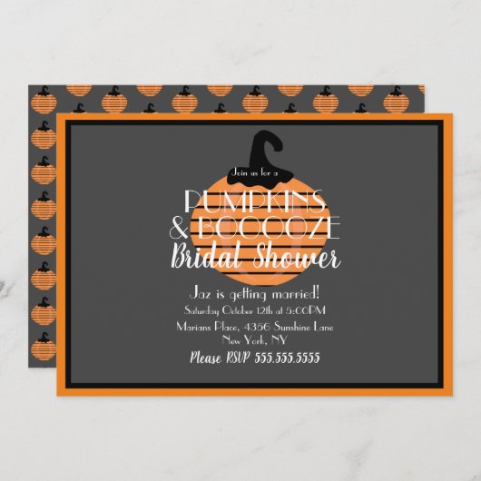 ハロウィーンカボプキングレーアンドオレンジブライダルシャワー 招待状 (正面/裏面)