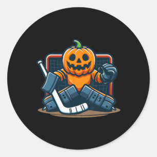 ハロウィーンカボンプキンアイスホッケーゴアリー ラウンドシール