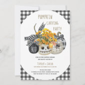 ハロウィーンカボンプキンカービングパーティーファームハウスカボチャ 招待状 (正面)