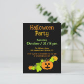 ハロウィーンカボンプキンカービングブラックオレンジグリーンパーティー ポストカード (スタンド正面)