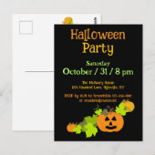 ハロウィーンカボンプキンカービングブラックオレンジグリーンパーティー ポストカード (正面/裏面)