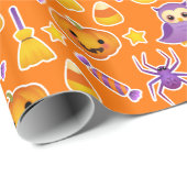 ハロウィーンカボンプキンキャンディフュズスパイダパターン ラッピングペーパー (ロールコーナー)