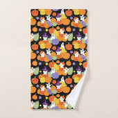 ハロウィーンカボンプキンスキャッツと幽霊カラフルパット バスタオルセット (ハンドタオル)