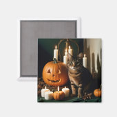 ハロウィーンカボンプキンズキャットカワイイ不気味フェスティバル魔法 マグネット (正面/裏面)
