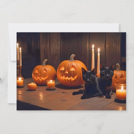 ハロウィーンカボンプキンズキャットカワイイ不気味フェスティバル魔法 招待状 (正面)