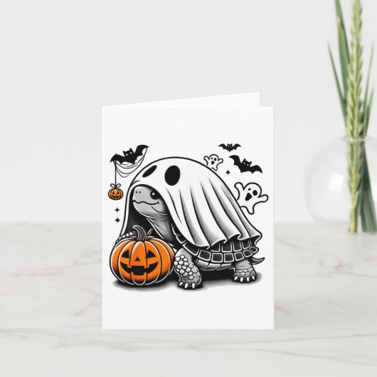 ハロウィーンカメ幽霊カボチャの衣装テラピン カード (正面)