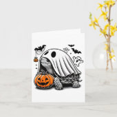 ハロウィーンカメ幽霊カボチャの衣装テラピン カード (黄色い花)