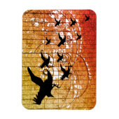 ハロウィーンカラスが城焼け幽霊のよく出るの間を飛ぶ マグネット (縦)