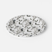 ハロウィーンカラスこうもり怖い白黒 ペーパープレート (アングル)